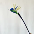 Artificial bird of paradise flower detail shot, blue and white stem decor for home and photo. - S / Dark Blue