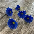 Bouquet de fleurs de marguerite bleue artificielle décoration de maison et mariage. - Taille 14