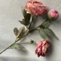 Rama de flores de peonía artificial con tres cabezas para decoración del hogar, bodas y fiestas. - Rosa Rojo