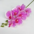 Detailed close-up of artificial phalaenopsis orchid branch, vibrant pink faux flowers for home decor. - 7 Heads / 13