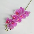 Artificial Phalaenopsis orchid single stem detail showing vibrant purple petals and buds. - 9 Heads / 13