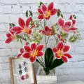 Pianta in vaso di fiori di magnolia artificiale rosso bianco decorazione tavola bonsai - Rosso