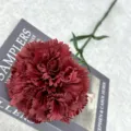 Fleur de oeillet artificielle tige unique rouge fonce fausse fleur decoration maison - Bordeaux