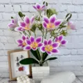 Pianta di fiori di magnolia artificiali in vaso, bonsai finto 3D a 5 rami per decorazioni. - Viola chiaro