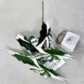 Artificial giant taro plant leaf fake green foliage for home office and living room decor. - 95cm / Variegated White and Green