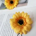 Closeup artificial yellow chrysanthemum flower, stunning photography prop for home table decor. - Yellow
