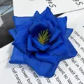 Cabeza de flor de rosa artificial azul para boda fiesta decoración pared accesorios florales DIY - Azul