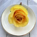 Artificial yellow rose flower detail shot, perfect for home decor, wedding and crafts. - Yellow