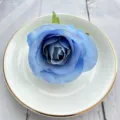 Blue artificial rose flower head for DIY craft wedding party table decoration home decor - Blue