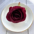 Burgundy artificial rose flower head detail shot for DIY crafts, wedding decor and corsage design. - Dark Rose Red