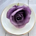 Artificial purple rose flower head, elegant table decoration and DIY craft accessory. - Deep purple