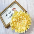 Artificial yellow chrysanthemum flower head for home hotel wall decor floral arrangement supplies - Light Yellow
