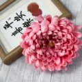 Pink artificial chrysanthemum flower head for hotel home showcase floral arrangement decor - Pink