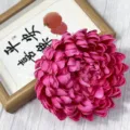 Artificial chrysanthemum flower head silk pink floral decoration for hotel mall wall ornament. - Rose Red