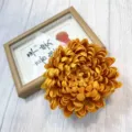 Detailed shot of yellow artificial chrysanthemum flower head, ideal for interior decoration. - Dark Yellow