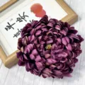 Artificial purple chrysanthemum flower head for hotel home wedding decor floral arrangement crafts - Purple