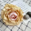 Artificial rose flower head burnt edge vintage faux flower for wedding party decor 1pc - Pink Heart