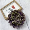 Artificial chrysanthemum flower head dark purple fake flower for hotel decor display. - Purple Brown