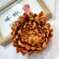 Artificial orange chrysanthemum flower head for home hotel wedding wall decor 1pcs - Brown