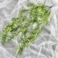 Artificial plastic willow leaf hanging vine variant, lush green greenery for wedding decor. - White Green