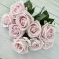 Bouquet de Faux Roses Artificielles à 9 têtes Roses en Soie pour Décoration de Mariage - Violet Clair