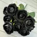 Bouquet de roses noires artificielles fleurs fausses pour mariage fête décoration maison. - Noir
