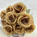Vintage Μπουκέτο 9 Τεχνητά Τριαντάφυλλα σε Champagne Gold για Οικιακή Διακόσμηση - Φθινοπωρινό Κίτρινο