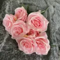 Artificial pink rose bouquet 7 forks silk flowers for wedding home decor party floral arrangement - Rose Pink