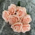Artificial silk rose bouquet peach fake flowers for wedding party home floral decor. - Light Orange