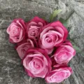 Artificial rose bouquet pink silk flowers for wedding home decoration floral arrangement - Dark Rose Red