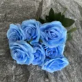 Blue artificial rose bouquet 7 forks silk flowers for wedding arch and home decoration. - Sky Blue