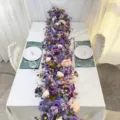 Chemin de table de fleurs artificielles violettes arrangement floral pour mariage et décor - Arche de Fleurs Artificielles (CQ112) / Violet