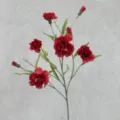 Red artificial carnation flower bunch for home decor wedding table arrangement silk floral - Bright Red