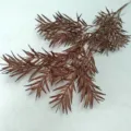 Artificial frosted bamboo leaves branch plastic pine foliage for wedding floral arrangement. - Coffee