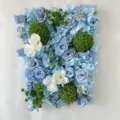 Artificial blue flower wall backdrop for wedding party hotel decor, elegant floral panel. - Light Blue