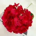Large single artificial red hydrangea flower for wedding decoration and floral arrangements stem. - Red