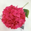 Hot pink single artificial hydrangea flower stem for wedding home decor floral arrangement. - Rose Red