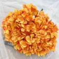 Artificial orange hydrangea flower 5-head fake floral arrangement for home wedding decor. - Orange