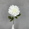 Single white dahlia artificial flower for home decor wedding arrangement and table centerpiece - White