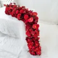 Luxe rangée de fleurs artificielles rouges pour table de mariage décoration florale - Rouge