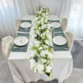 Arreglo de flores artificiales blancas y verdes para decoración de mesa de bodas y fondo. - Blanco Verde