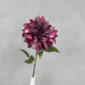 Artificial dahlia single stem purple silk flower for home decor and wedding arrangement. - Burgundy