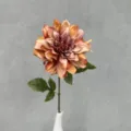 Single stem artificial dahlia flower for home wedding decoration oil painting style. - Orange