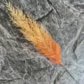 Close up view of single artificial reed plant branch, showing detailed plastic texture and gradient color. - Orange-Yellow