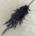 Detailed view of single black artificial plant branch, plastic greenery stem for home decor. - Sapphire Blue