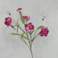 Artificial carnation flower branch, purplish red fake silk flower for home table decor. - Dark Purple Edge