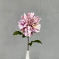Single artificial dahlia flower for home decor and wedding arrangement, realistic fabric bloom. - Light Purple