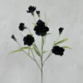 Artificial black carnation silk flower branch fake decor for home table and party use - Black