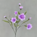 Artificial purple carnation flower branch, realistic silk floral decor for home and wedding table. - Light Purple