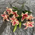 Bouquet de fleurs de lys artificielles 5 fourches 7 têtes pour déco maison mariage - N° 1